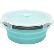 Food Grade Silicone Collapsible Bowl Lunch Box - Portable Silicone Salad Bowl with Lid for Travel Camping Hiking Kitchen Compatible with Freezer and Microwave 1200ml