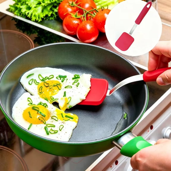 Food-Grade Silicone Cooking Turner, Soft Non-Scratch Spatula, Multipurpose Kitchen Utensil for Pancakes, Eggs and Cookie Baking(Red)