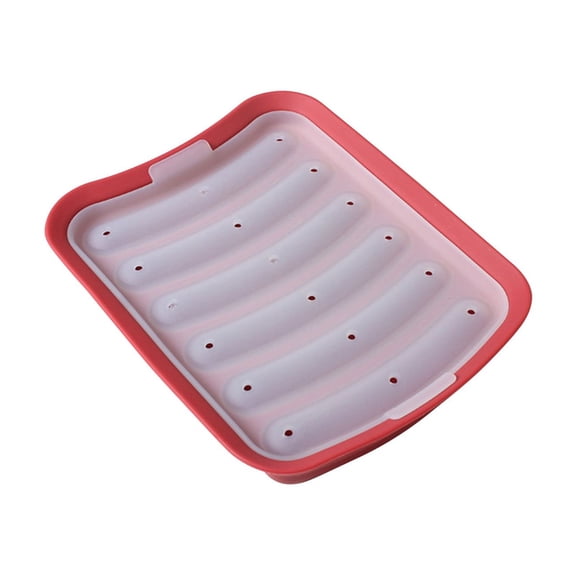 Food Grade Silicone DIY Hot Dog Sausage Baking Mold, Non-Stick Homemade Ham Snack Pan for Baby Kids, BPA-Free, Easy Release(Red)