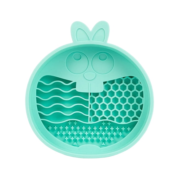 Food Grade Silicone Dog Lick Mat Slow Feeder, Cute Rabbit Anti-Choking Pet Puzzle Licking Pad, Non-Slip Washable Treat Mat for Dogs Cats Grooming Bathing Anxiety Relief(5.9Inch,Blue)