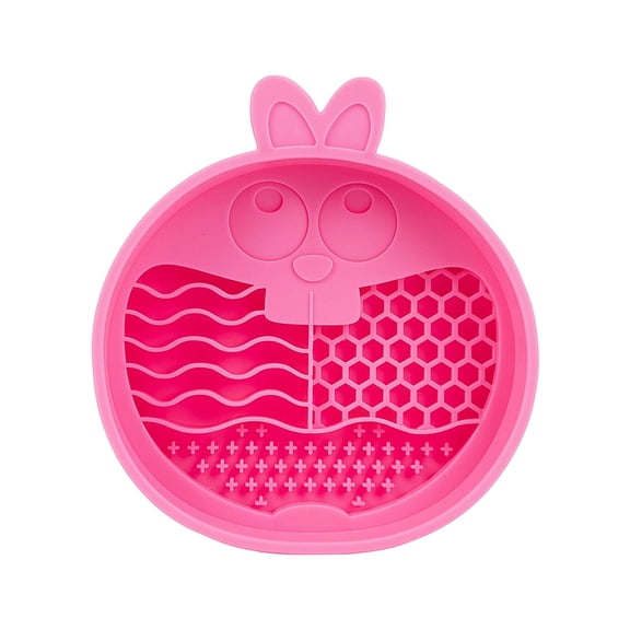 Food Grade Silicone Dog Lick Mat Slow Feeder, Cute Rabbit Anti-Choking Pet Puzzle Licking Pad, Non-Slip Washable Treat Mat for Dogs Cats Grooming Bathing Anxiety Relief(5.9Inch,Hot Pink)
