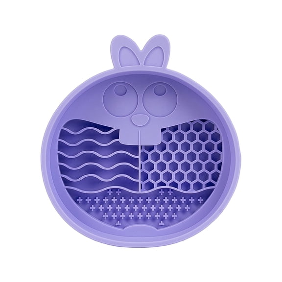 Food Grade Silicone Dog Lick Mat Slow Feeder, Cute Rabbit Anti-Choking Pet Puzzle Licking Pad, Non-Slip Washable Treat Mat for Dogs Cats Grooming Bathing Anxiety Relief(5.9Inch,Purple)