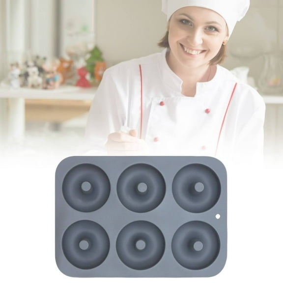 Food Grade Silicone Donut Mold - Baking Pan Non-Stick for Donuts, Easy Pop Out! Easy Clean! Dishwasher/Microwave Safe,Heat Resistant,BPA Free Gray