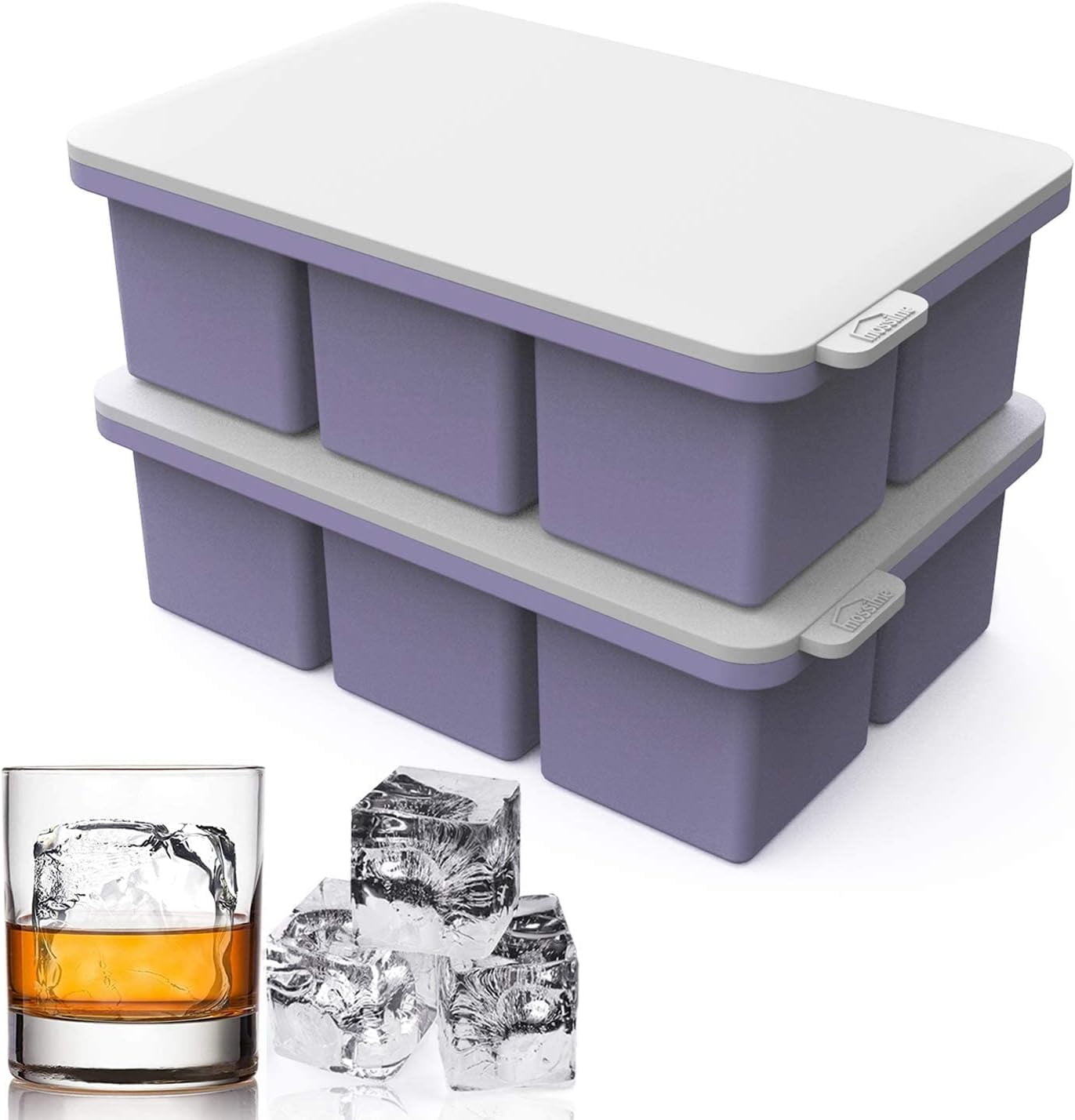 Food-Grade Silicone Ice Cube Tray with Lid and Storage Bin for Freezer, Easy-Release 2*36 Small Nugget Ice Tray with Spill-Proof Cover&Bucket, Flexible Ice Cube Molds with Ice Container, Scoop Cover