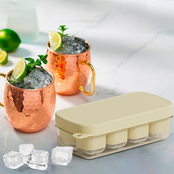 Food Grade Silicone Ice Cube Tray With Soft Lid Leak Proof Easy Release 8 Compartments Homemade Ice Maker