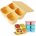 thumbnail image 1 of Food-Grade Silicone Lunch Box, 4-Point Partition Design, Leak-Proof Clamshell Lid, Microwave Safe Snack Storage Box for Home & Travel, Yellow, 1 of 9