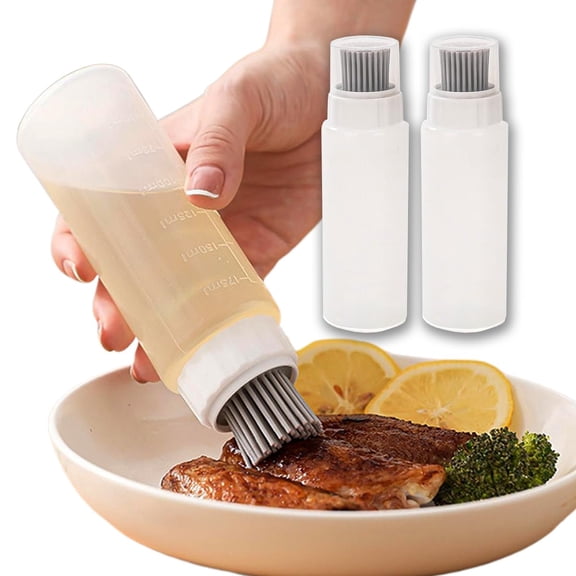 Food - Grade Silicone Oil Brush Bottle | Soft Heat - Resistant, Reusable Basting Tool With Scale, Outdoor Grill Oil Dispenser | Kitchen Squeeze Bottle, Non - Shedding.