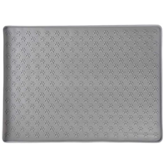FoodGrade Silicone Pet Feeding Placemat,18.9"11.81",Raised SpillContainment Border NonSlip Paw Pattern Waterproof Washable Mat For Dog Cat Bowl,Black Grey Green Pink Available,1Pack