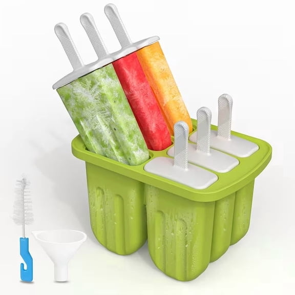 Food Grade Silicone Popsicle Mold Kit - DIY Ice Cream Maker with Reusable Sticks, Funnel & Cleaning Brush for Family Fun