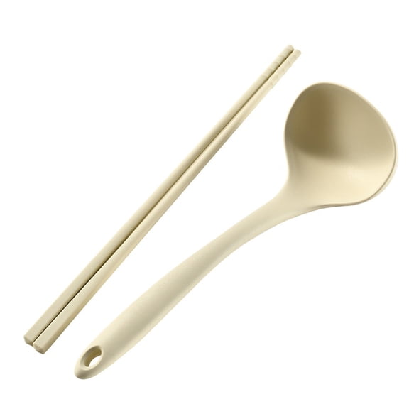 Food-Grade Silicone Ramen Utensils Set, Long Handle Soup Spoon and Chopsticks, Heat Resistant Kitchen Dining Set, Non-Stick Safe, Asian Noodles Hot Pot Cooking Tool, Dishwasher Safe