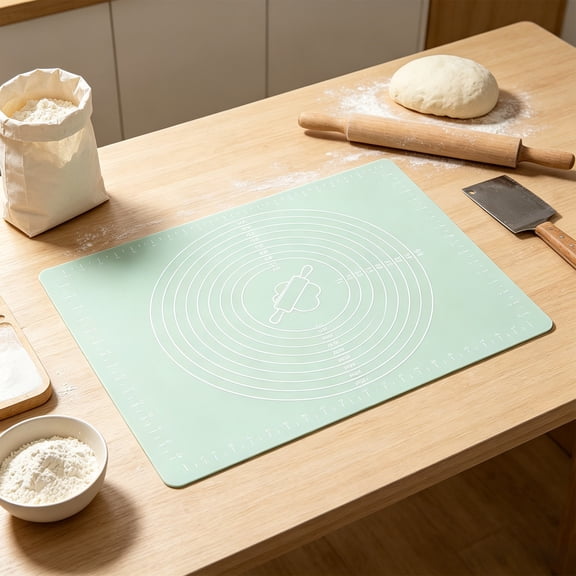 Food Grade Silicone Rolling Pad, Non Stick Kitchen Sheet for Dough Baking Bread, Thick Material for Counter Protection, Green