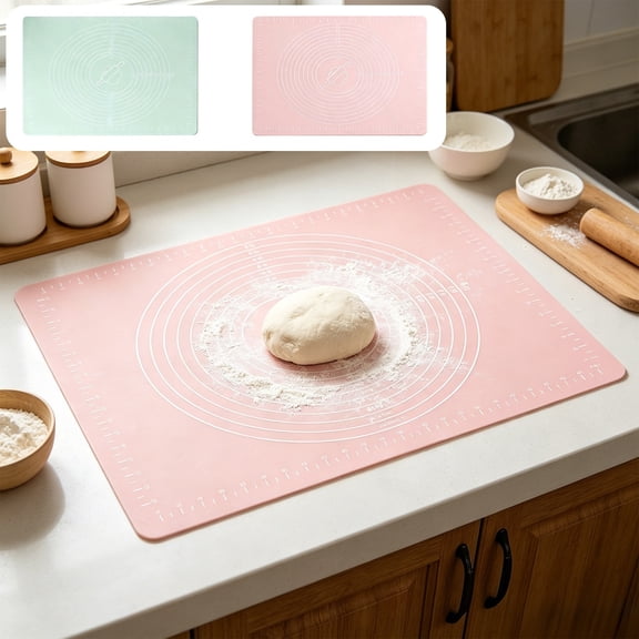 Food Grade Silicone Rolling Pad, Thick Non Stick Baking Sheet, Durable Counter Protector for Dough Kneading, Bread, Pastry Making and Kitchen Daily Use, Green