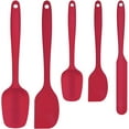 thumbnail image 1 of Food Grade Silicone Rubber Spatula Set, 5 Pcs BPA-Free Kitchen Cooking Baking Mixing Utensil Sets, High Heat Resistant Non Stick Dishwasher- Red, 1 of 8