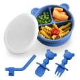 thumbnail image 1 of Food-Grade Silicone Stay Put Suction Bowls + Lid + Straw + Spoon + Fork for Babies Toddlers,Divided Design,Learning Bowl, 1 of 8
