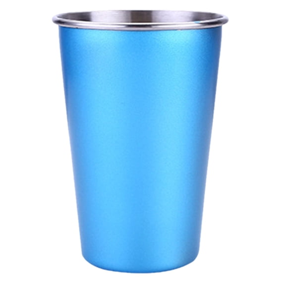 Food-Grade Stainless Steel Cups for Drinking, Stackable Reusable Metal Drinking Glasses Cups 16.9 Oz 500Ml Heavy-Duty Shatterproof Pint Cup for Bar, Home, Restaurant Ideal for Oktoberfest,Blue