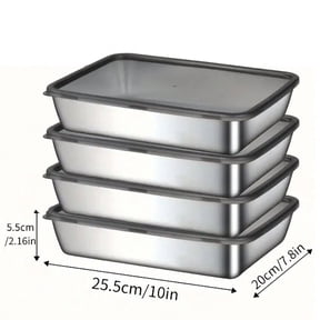 Unbranded White 410 Stainless Steel Stackable Metal Food Storage Containers with Lids, 3 Count