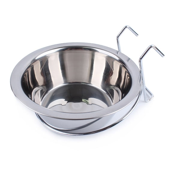 Food Grade Stainless Steel Hanging Pet Bowl, Safe & Durable 3 Sizes Cage Mounted Dog Cat Food Water Bowl, Anti-Spill Removable Feeder for Crates, Kennels & Fences