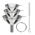 thumbnail image 1 of Food Grade Stainless Steel Kitchen Funnel Set with Cleaning Brush, Metal Funnels for Filling Bottles Jars, 1 of 8