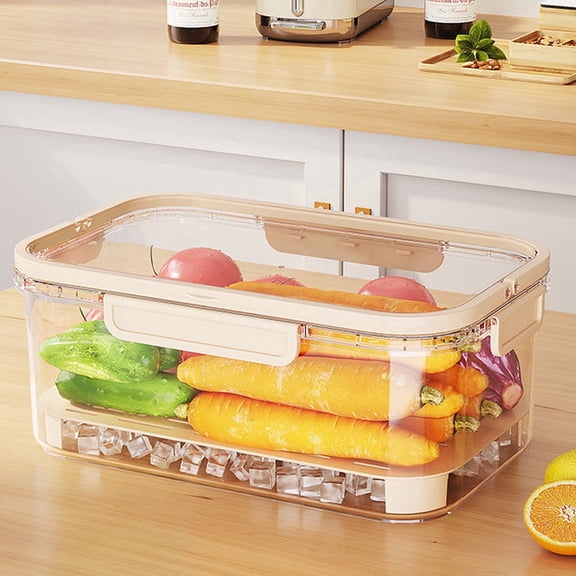 Food Grade Transparent Portable Fresh Keeping Extra Large Rectangular Sealed Storage Container for Outdoor Camping Picnic Fridge Organizer