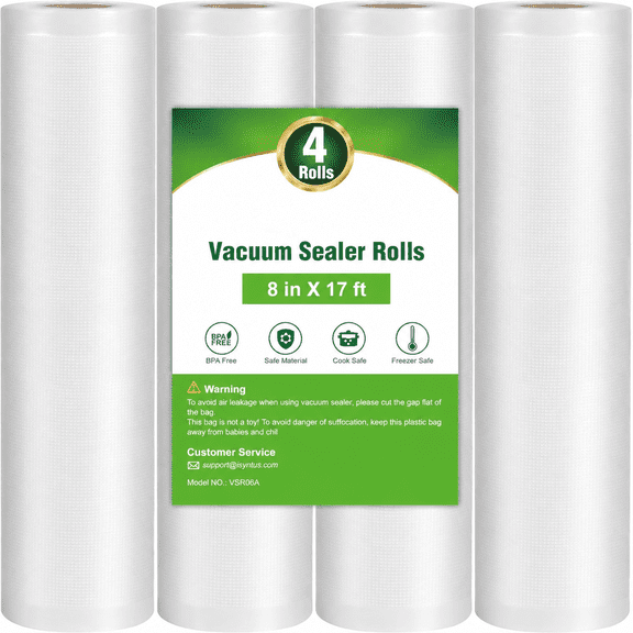 Carestrong Vacuum Sealer Bags for Food, 4 Pack 4 Rolls 8" x 17' Commercial Grade BPA Free Bag Rolls, Vacuum Sealer Bags for Food Vac Bags for Storage and Sous Vide Cooking