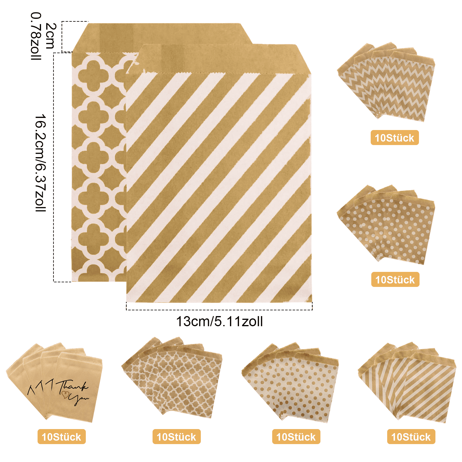 Food Grade Water-Based Ink Paper Bakery Bags, Nature Style Party Favors ...