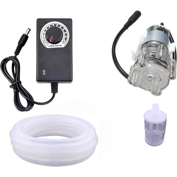 Food Grade Water Pump Speed Control with 13ft Non-kinking Silicon Tube Pipe Low Noise Diaphragm Pump 2L 0.53gal/min Self Priming Fresh Water Flow for Home Brewing Beverages Cooling