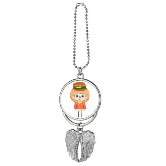 Food Hamburger Bread Vegetable Jam Fat UU Silver Wing Car Pendant Decoration