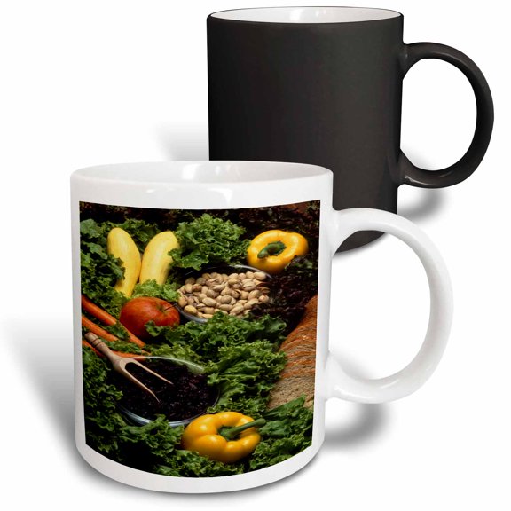 3drose, Food Healthy Eating Fruits Vegetables Nuts, 11oz Magic Transforming Mug