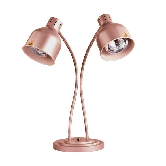 Food Heat Lamp, 2-Head Food Warmer Light, Stainless Free-Standing Catering Heating Lamp for Kitchen Cafeteria Restaurant Buffet (Rose Gold)
