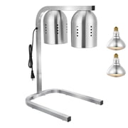 Commercial Food Heat Lamp with Dual 250W Infrared Bulbs, 500W Stainless Steel Food Warmer Light, Adjustable Height Free-Standing Heating Station for Buffets, Catering, Restaurants and Kitchens