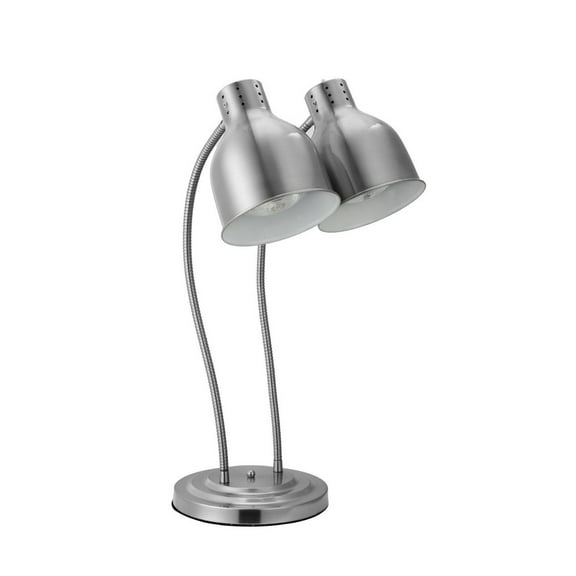 Food Heat Lamp, 500W Electric Commercial Food Warmer Light, 2-Head Stainless Steel French Fry Heating Lamp with 3 Bulbs, Catering Food Warming Equipment for Kitchen, Buffet, Restaurant, Silver