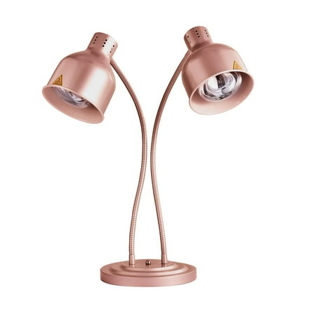 Food Heat Lamp, 500W Portable 2-Head Food Warmer Light with Adjustable Support, Stainless Steel Catering Food Warming Lamp for Restaurant Kitchen, Cafeteria (Rose Gold)