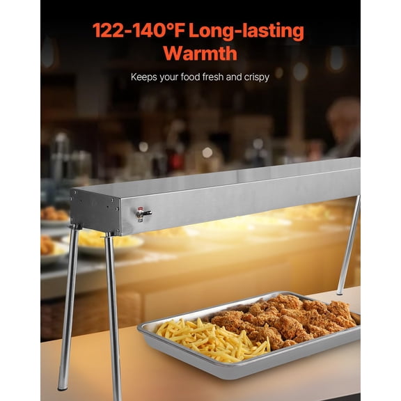 Food Heat Lamp, 750W Hanging Commercial Food Heating Warmer, Stainless Steel Electric Strip Light with Cord, Heatlamp Warming Equipment for Food Restaurant, Buffet, and Catering Kitchen