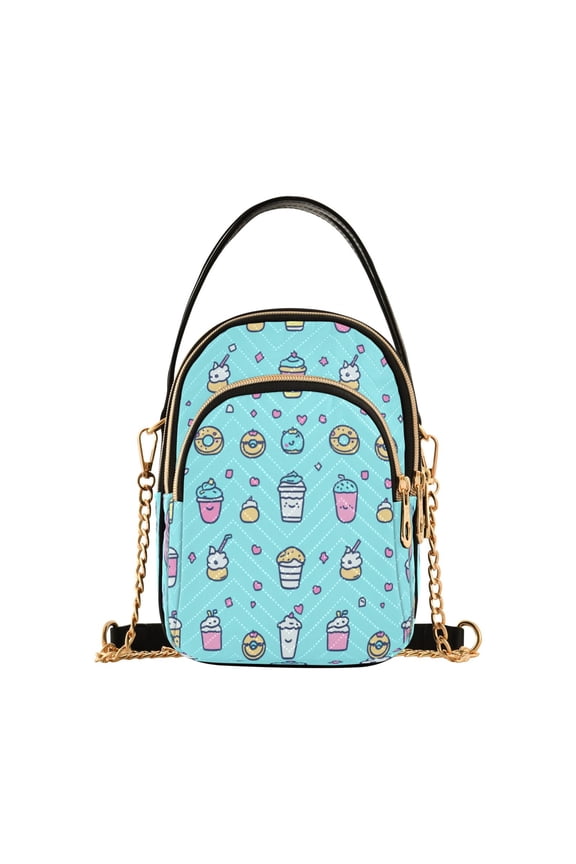 Food Icon Pattern Women's Crossbody Handbags Leather Crossbody Bags Fanny Pack Chest Bag for Travel