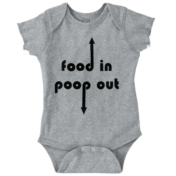 Food In Poop Out Funny Hungry Baby Romper Boys or Girls Infant Baby Brisco Brands 12M