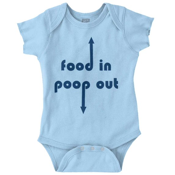 Food In Poop Out Funny Hungry Baby Romper Boys or Girls Infant Baby Brisco Brands 24M