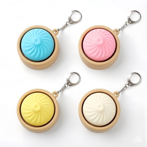 Food Inspired Push Button Clicker Fidget Toys for Adults Matte Plastic Mechanical Click Gadget Handheld Bun Shape Office Desk Accessory Pressure Relief Tool 1 Pack