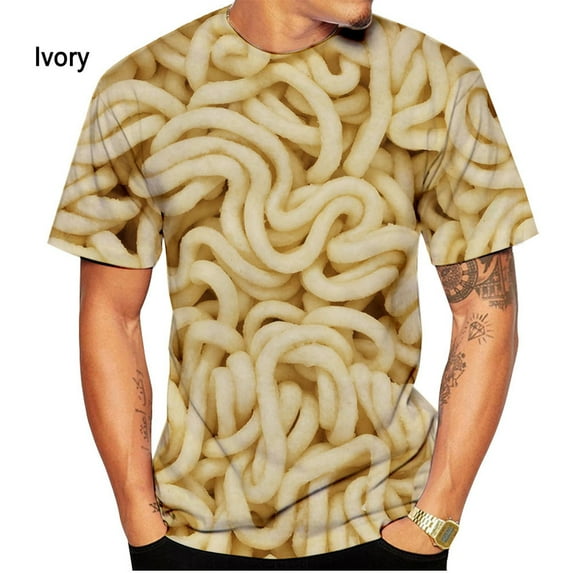 Food Instant Noodle Tshirt Noodle Tshirt Men's Fashion Tshirt Summer Casual Short Sleeve 3D Printing Tshirt