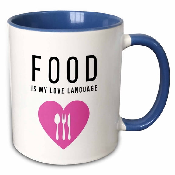 3drose, Food Is My Love Language Foodie Cooking Lover Cook Baker Chef Baking, 15oz Two-tone Blue Mug