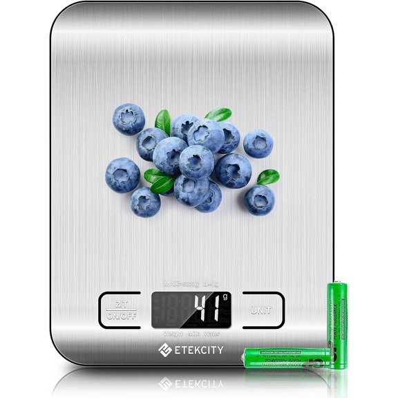 Food Kitchen Scale, Digital Grams and Ounces for Weight Loss, Baking, Cooking, Keto and Meal Prep, LCD Display, Medium, 304 Stainless Steel