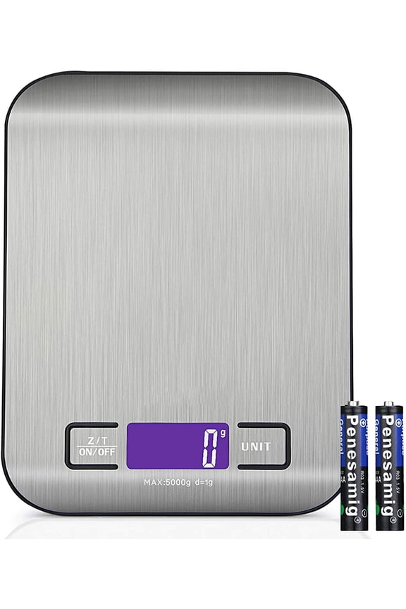 Food Kitchen Scale, Weight Grams and Oz, LED Backlit Display, Stainless Steel