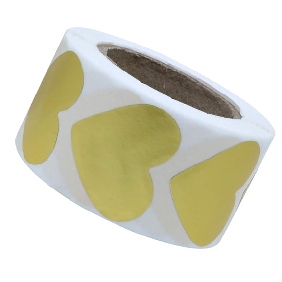 FELTECHELECTR Removable Food Stickers Golden Heart Shape Stickers Paper 500Pcs for Cookies Shop Baking