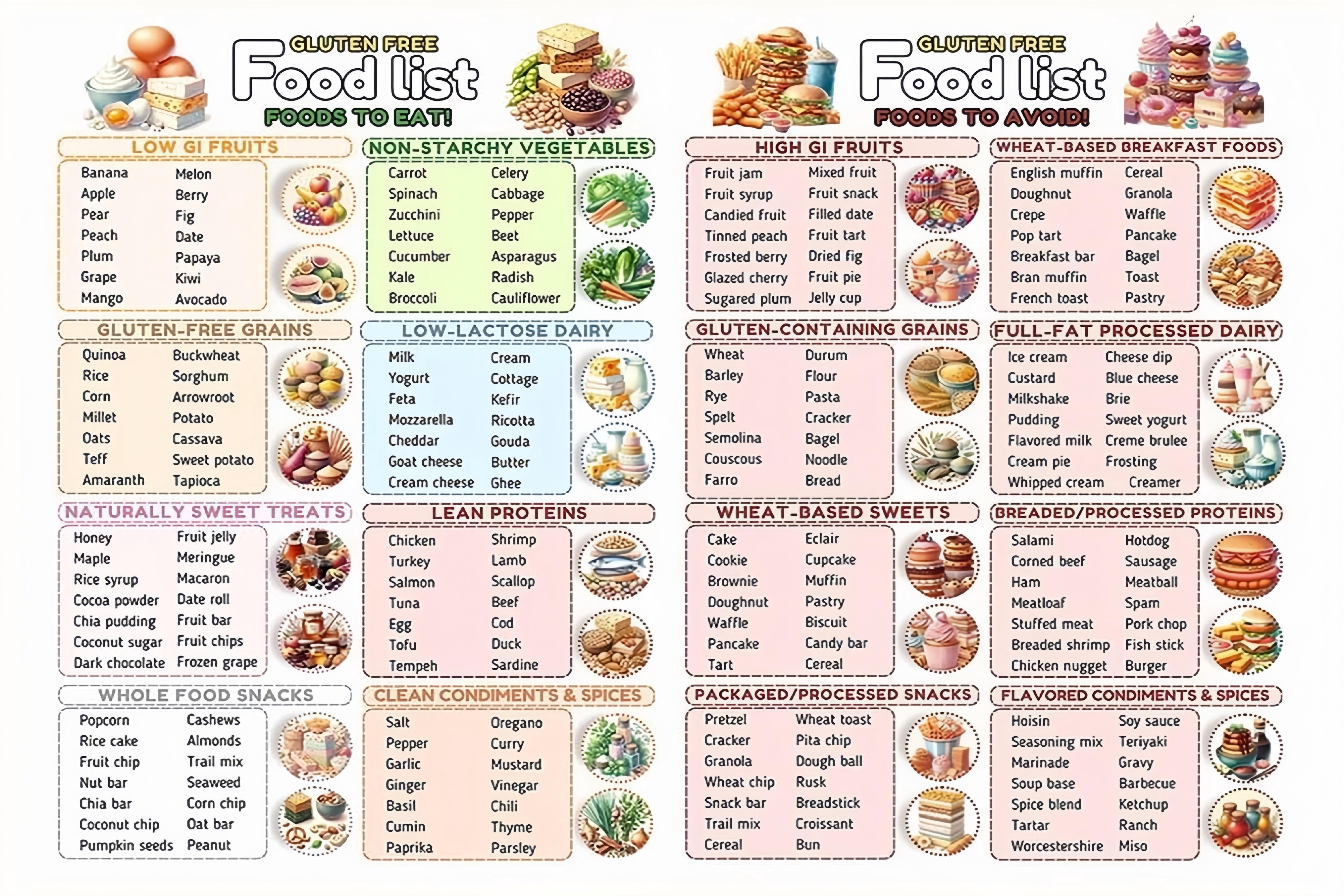 Food List Nutrition Chart meal planning visual guide wall chart home ...