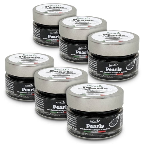 Food to Live Black Pearls with Balsamic Vinegar of Modena, 50g  Authentic Italian Aceto Balsamico Black Caviar, Perfect for Salads, Desserts and Cocktails, Vegan. Product of Italy (Pack of 6)