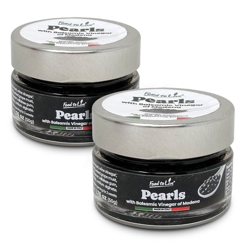 Food to Live Black Pearls with Balsamic Vinegar of Modena, 50g – Authentic Italian Aceto Balsamico Black Caviar, Perfect for Salads, Desserts and Cocktails, Vegan. Product of Italy (Pack of 2)