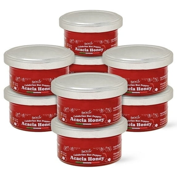 Food To Live Calabrian Hot Pepper Acacia Honey, 70gr – Artisan Italian Spicy Honey Infused with Fiery Calabrian Chili, Perfect for Cheese, Meats and Gourmet Cooking (Pack of 8)