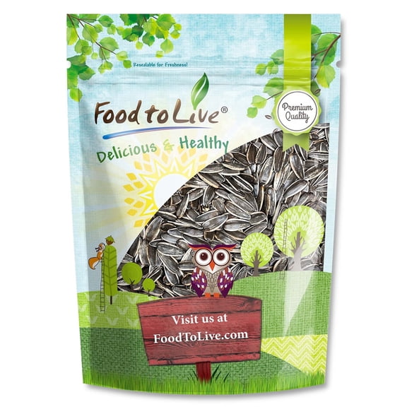 Food to Live Dry Roasted Sunflower Seeds in Shell, 2 Pounds  Oven Roasted, No Oil added, Natural Snack for on-the-go, Whole Unhulled Seeds. Kosher, Vegan, Bulk