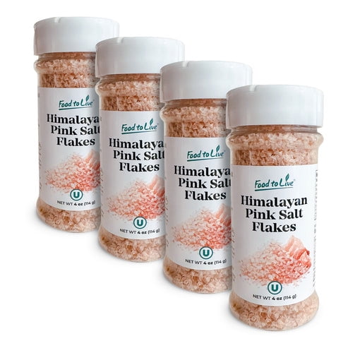 Food to Live Himalayan Pink Salt Flakes, 4 oz  Gourmet Flaky Salt Crystals, Pure, No Additives. Perfect to Use as a Finishing Salt. Vegan, Kosher (Pack of 4)