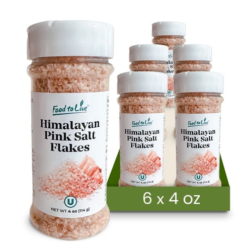 Food to Live Himalayan Pink Salt Flakes, 4 oz  Gourmet Flaky Salt Crystals, Pure, No Additives. Perfect to Use as a Finishing Salt. Vegan, Kosher (Pack of 6)