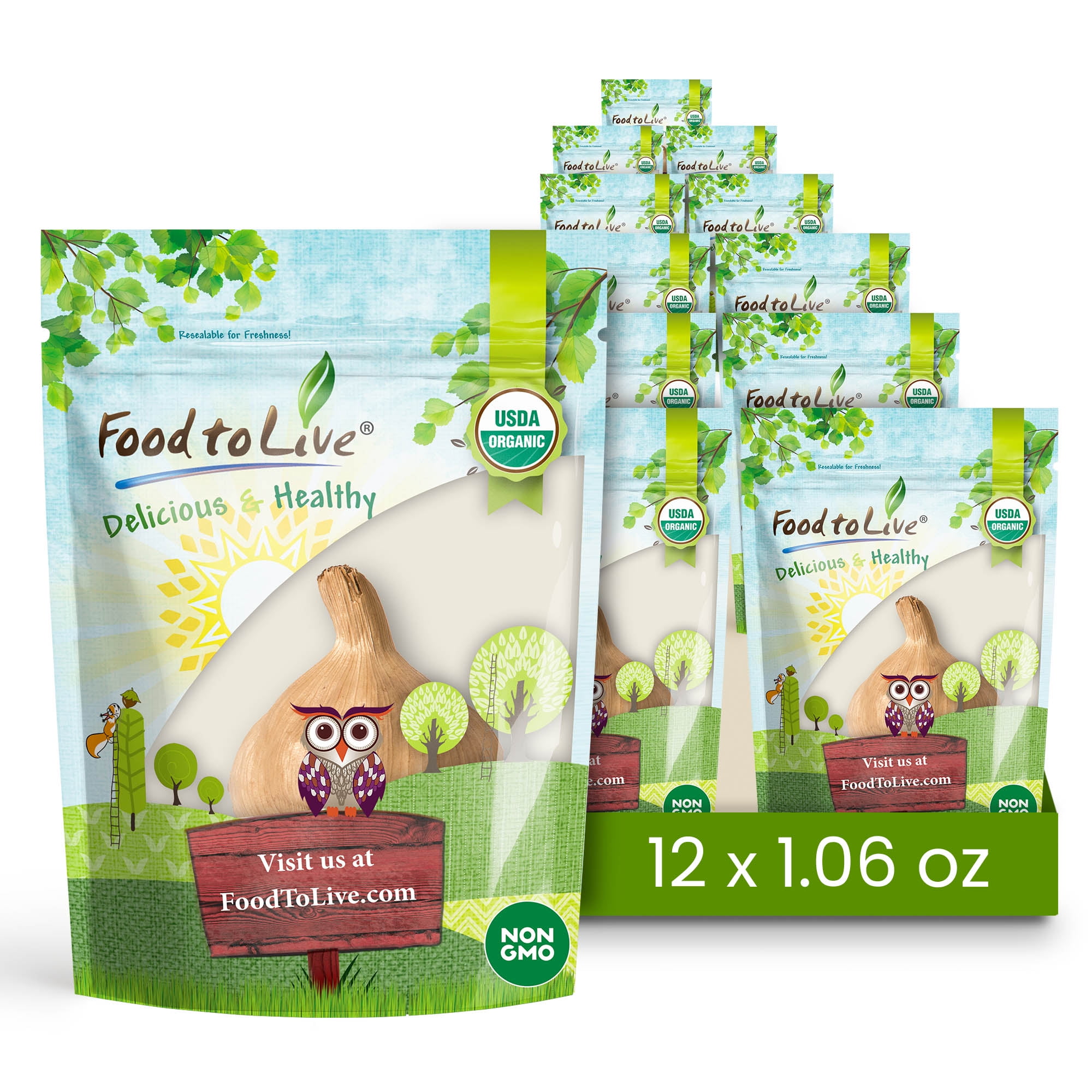 Food To Live Organic Black Garlic, 30gr – Whole Bulb Produced by Natural Fermentation, Vegan. Great on Meat, Fish, Cheese or to Season Pasta and Risotto (Pack of 12)